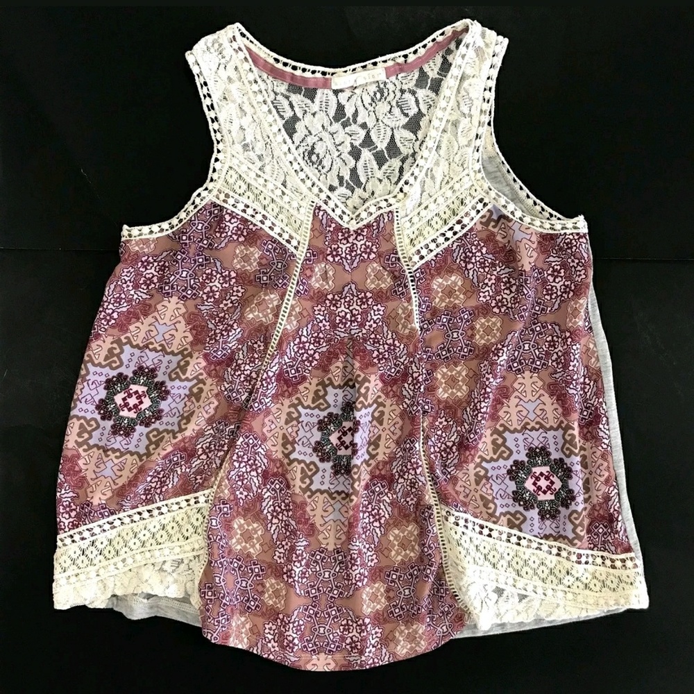 Hint of Mint Crochet Lace Boho Blouse Sleeveless J